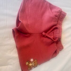 Kids Pink Bear Print Shorts